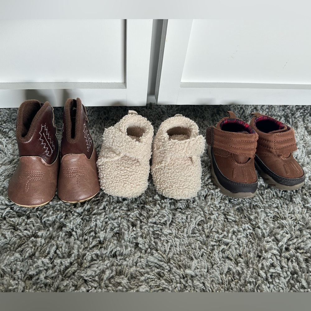 Brown and Cream Baby Boots Set